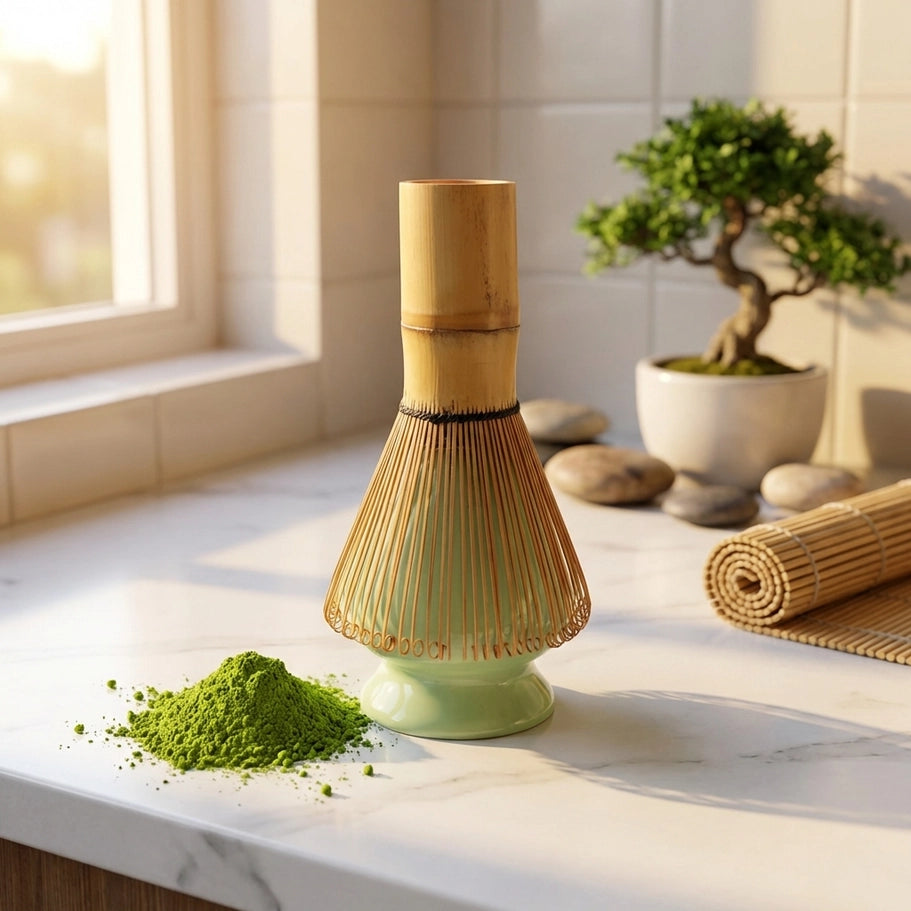 Bamboo Matcha Whisk and Porcelain Holder Set | Earth Day